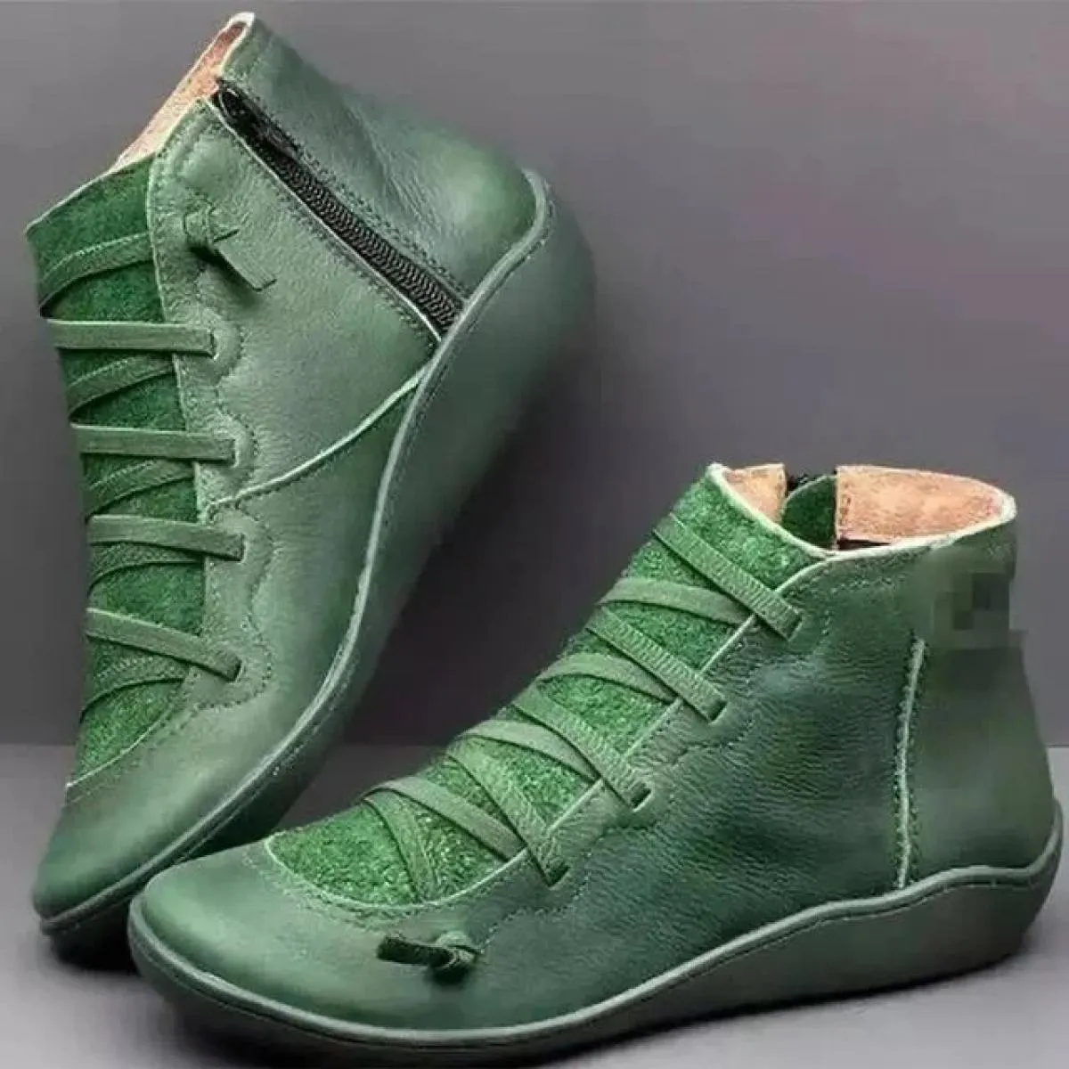 Scarpe moda con tacco a zeppa Stivaletti in PU da donna Tacco basso da donna Mamma Comoda suola morbida Testa tonda Corta di gra