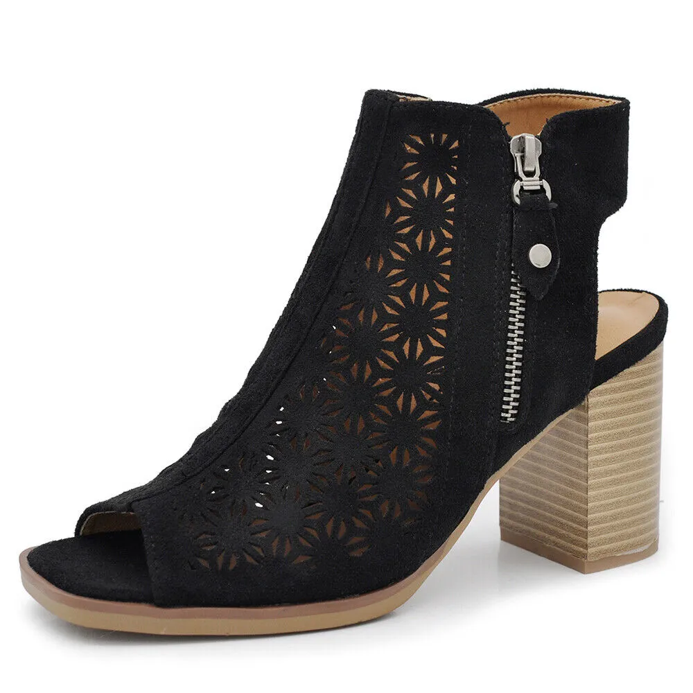 Scarpe Tronchetti Sandali Da Donna Con Tacco Blocco Cerimonia Spuntati XG116