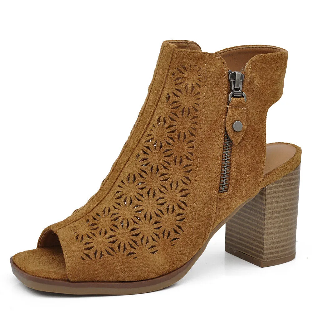 Scarpe Tronchetti Sandali Da Donna Con Tacco Blocco Cerimonia Spuntati XG116