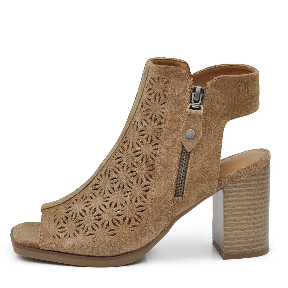 Scarpe Tronchetti Sandali Da Donna Con Tacco Blocco Cerimonia Spuntati XG116