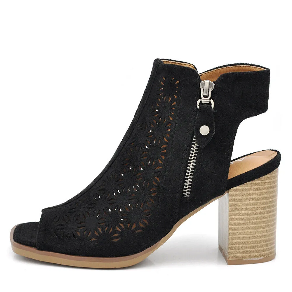 Scarpe Tronchetti Sandali Da Donna Con Tacco Blocco Cerimonia Spuntati XG116
