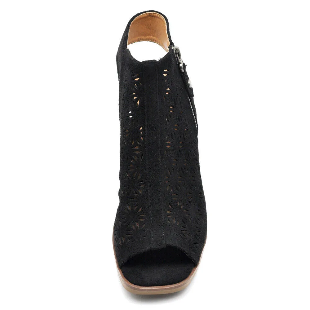 Scarpe Tronchetti Sandali Da Donna Con Tacco Blocco Cerimonia Spuntati XG116