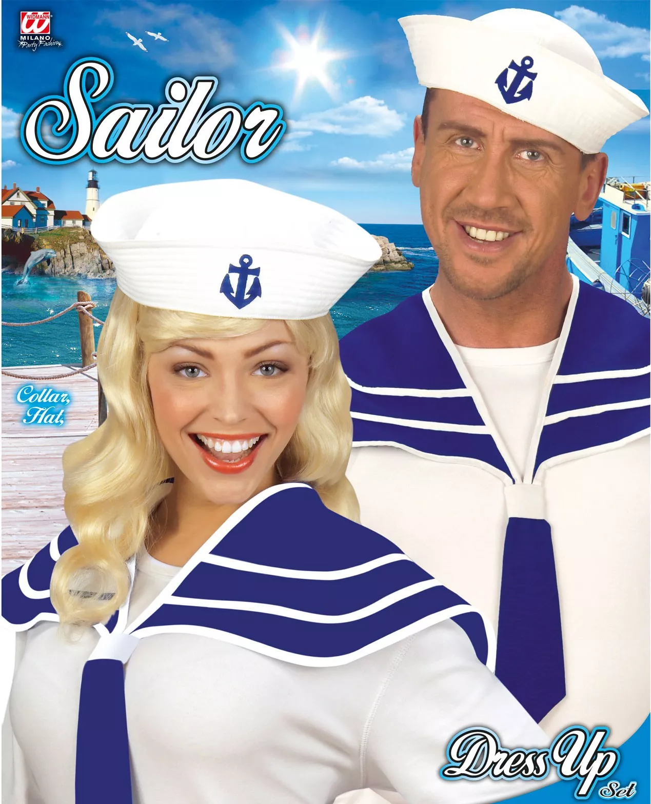 Set marinaio cappello e colletto con cravatta