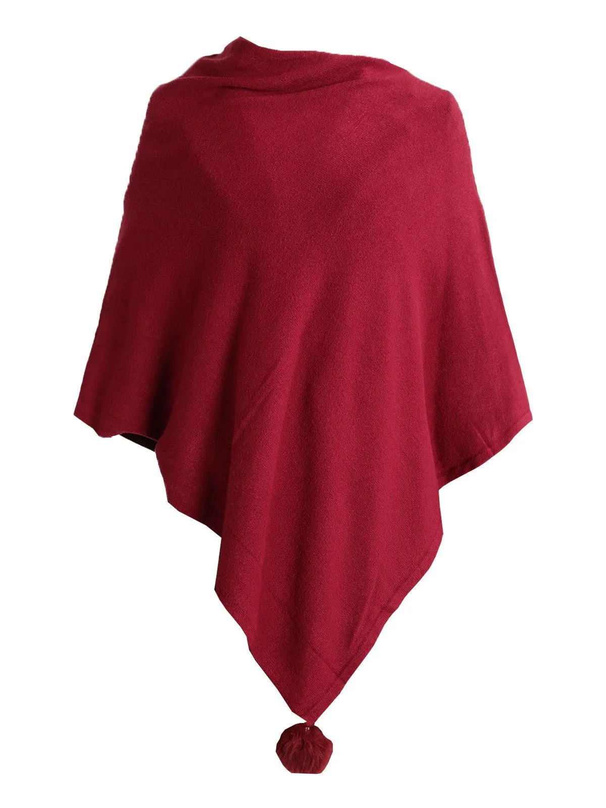 Solada Poncho tricoté avec pompon