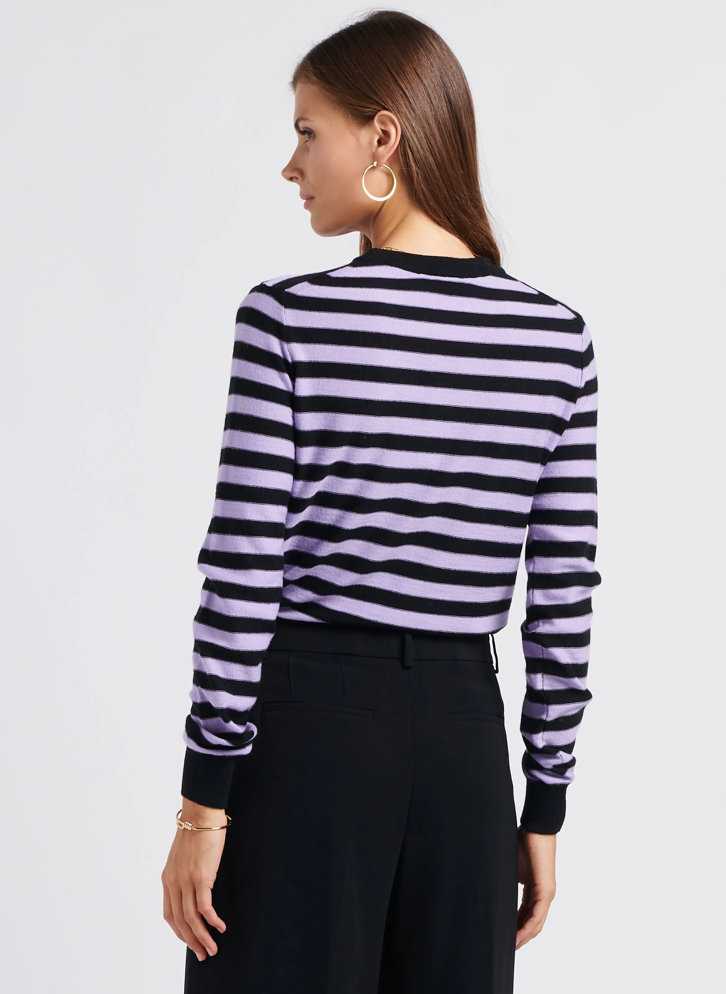  SONIA RYKIEL   Maglione scollo tondo a righe in lana | Nero