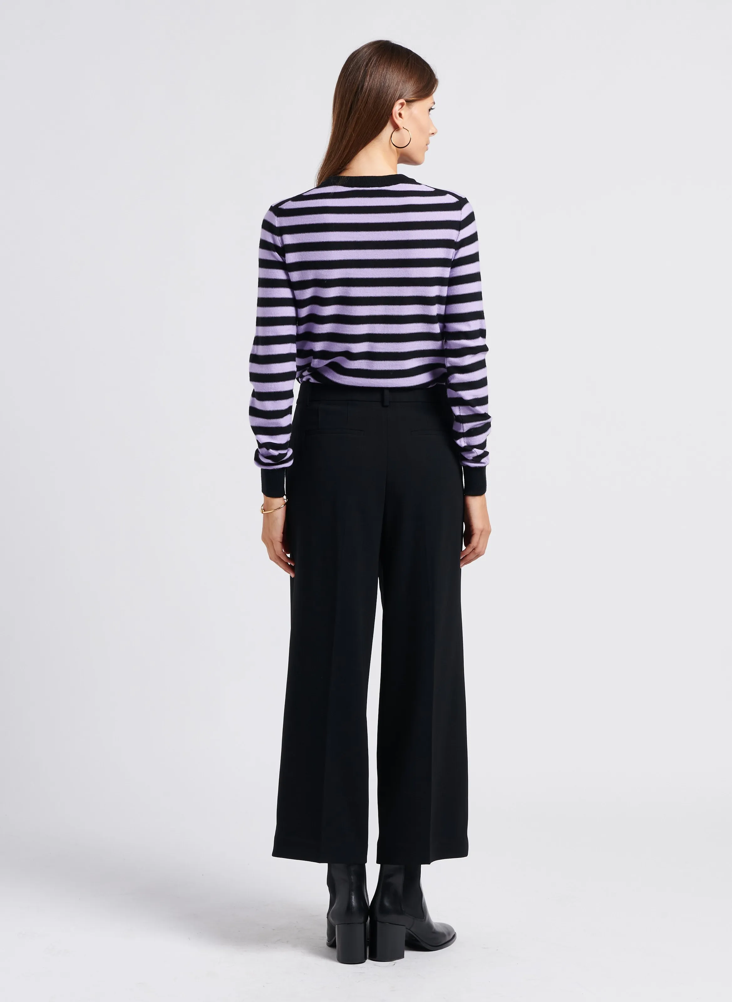  SONIA RYKIEL   Maglione scollo tondo a righe in lana | Nero
