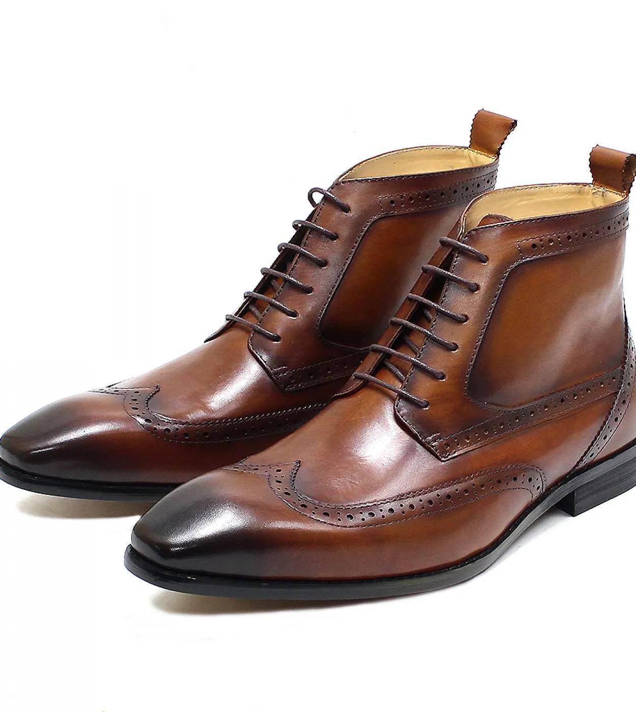 Stivale da cowboy in vera pelle di vitello classico Stivaletti da uomo con punta a punta con lacci e punta a punta Scarpe derby