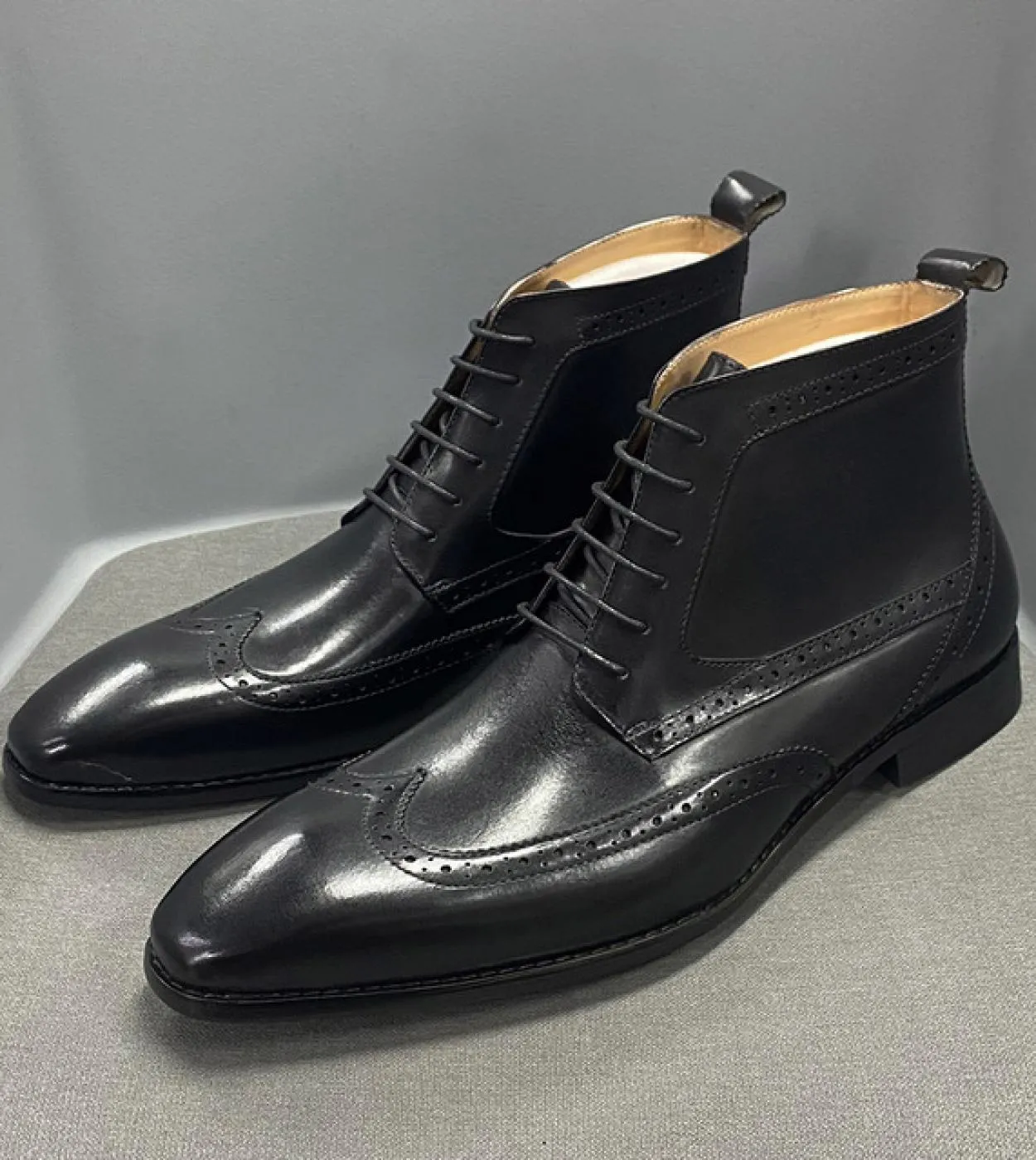 Stivale da cowboy in vera pelle di vitello classico Stivaletti da uomo con punta a punta con lacci e punta a punta Scarpe derby