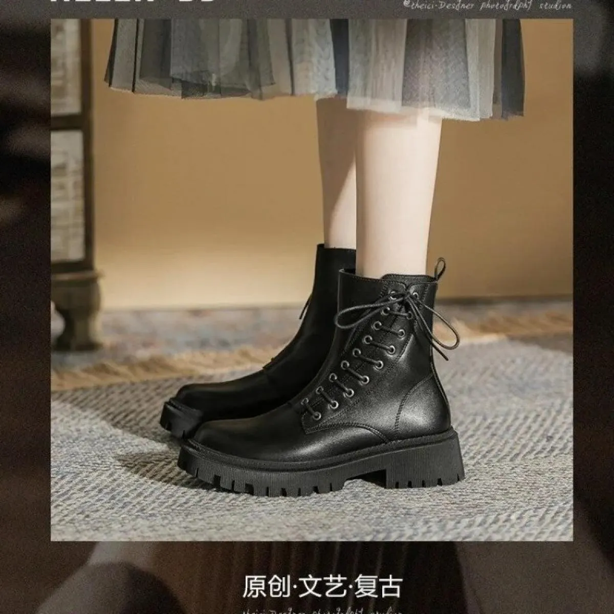 Stivaletti da donna in PU Stivali da moto con plateau di alta qualità Stivali punk corti Scarpe da donna 35 40 Nuovo stile alla