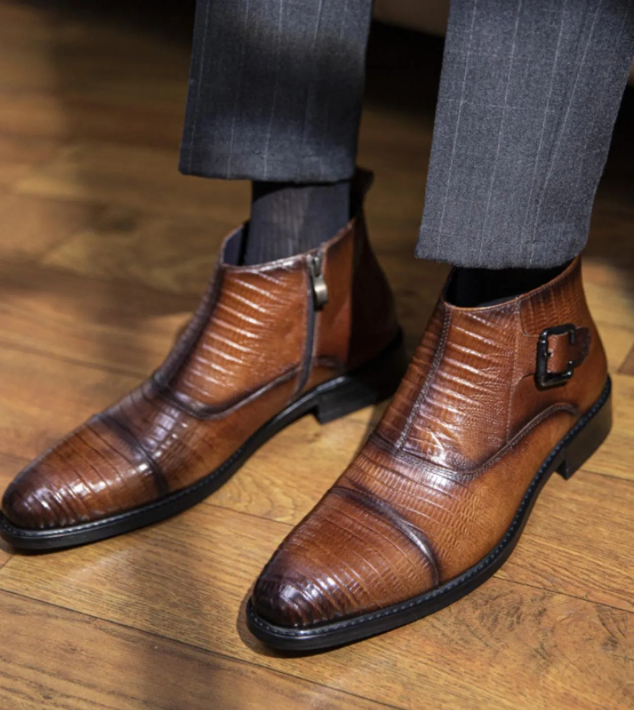 Stivaletto Chelsea alla caviglia italiano di lusso da uomo in vera pelle 2023 nuovo stile moda modello coccodrillo uomo abito da