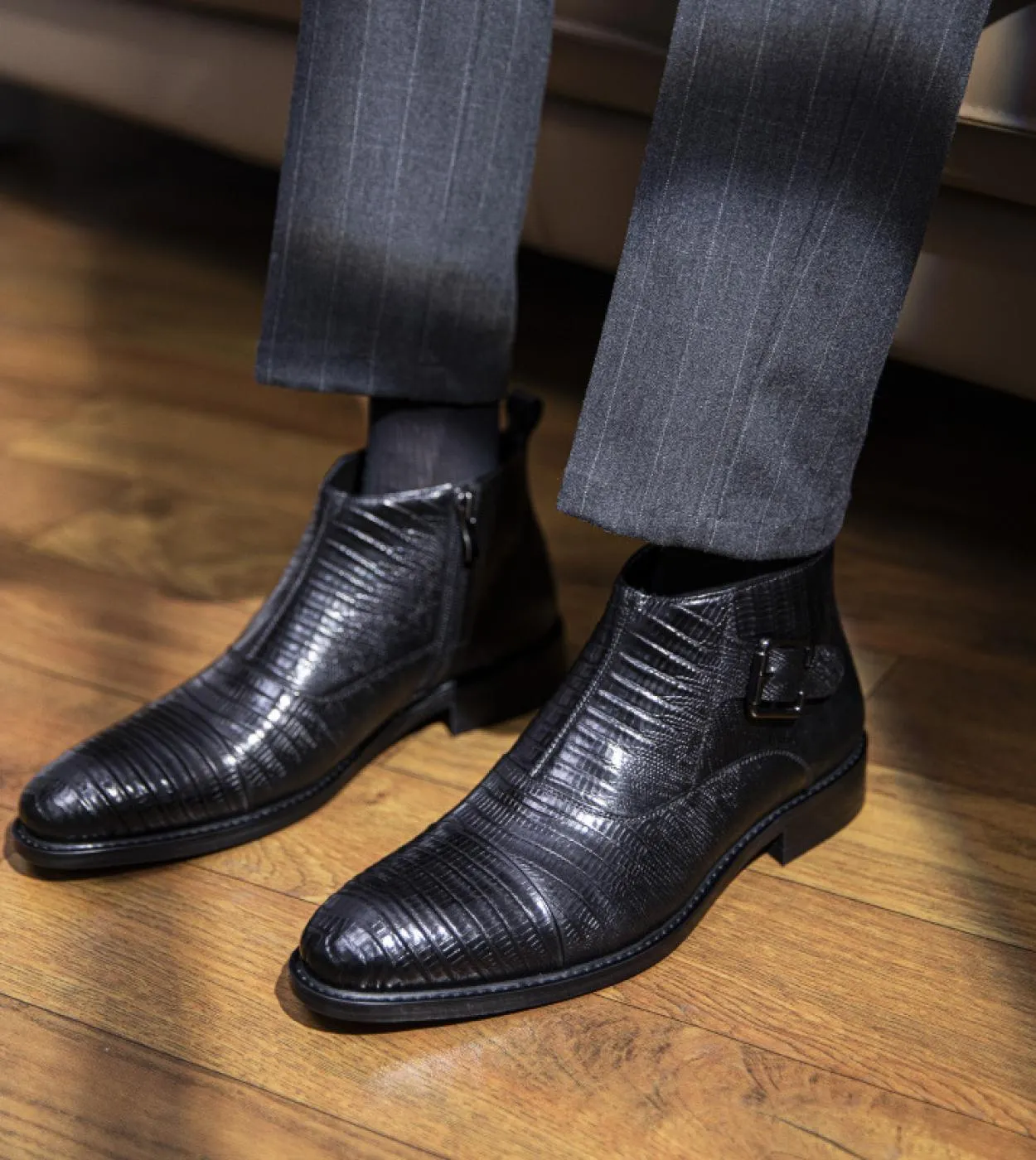 Stivaletto Chelsea alla caviglia italiano di lusso da uomo in vera pelle 2023 nuovo stile moda modello coccodrillo uomo abito da