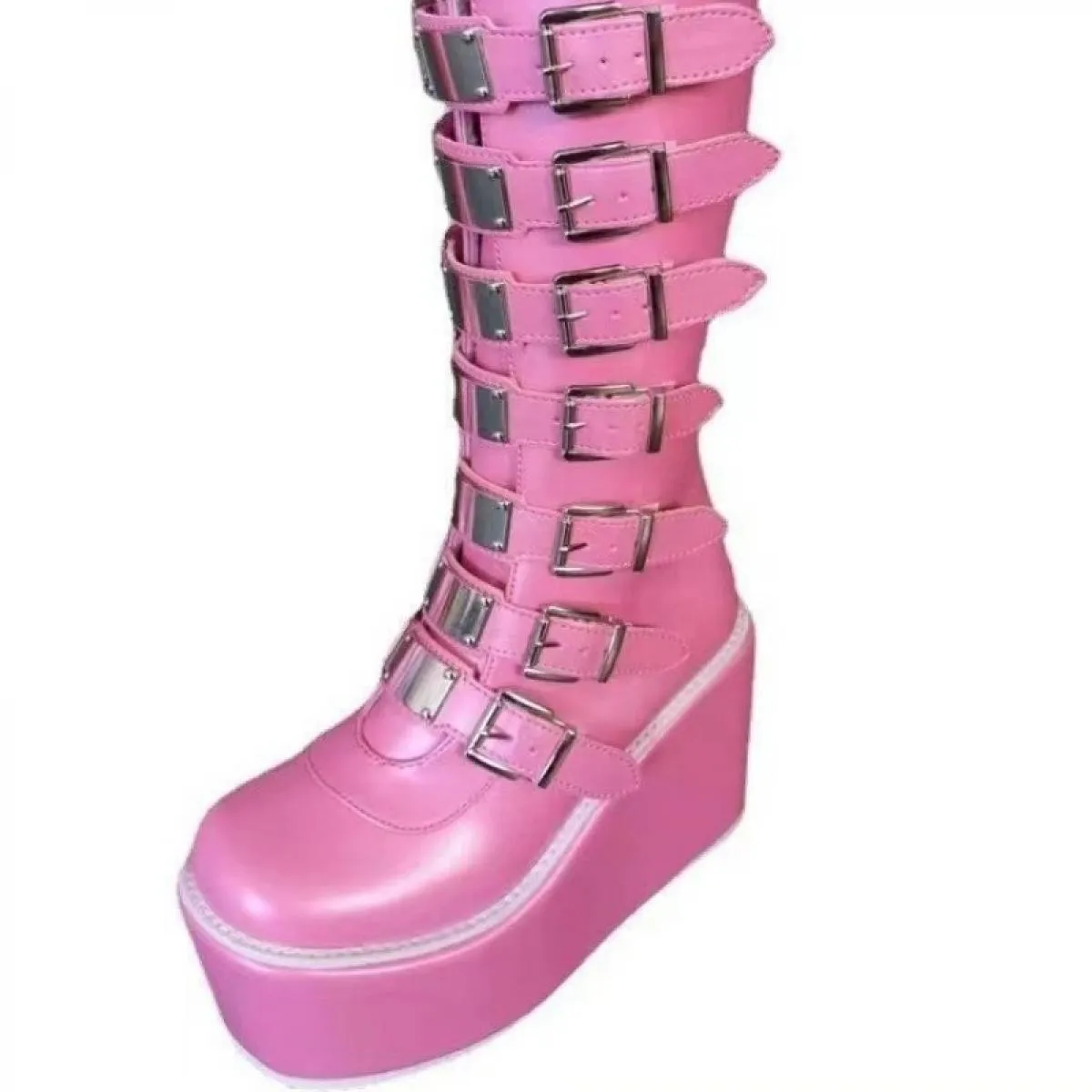 Stivali alti al ginocchio Moto Donna Chelsea Tacchi alti Zeppe Scarpe con plateau Moda 2023 Nuove pompe invernali Designer da do