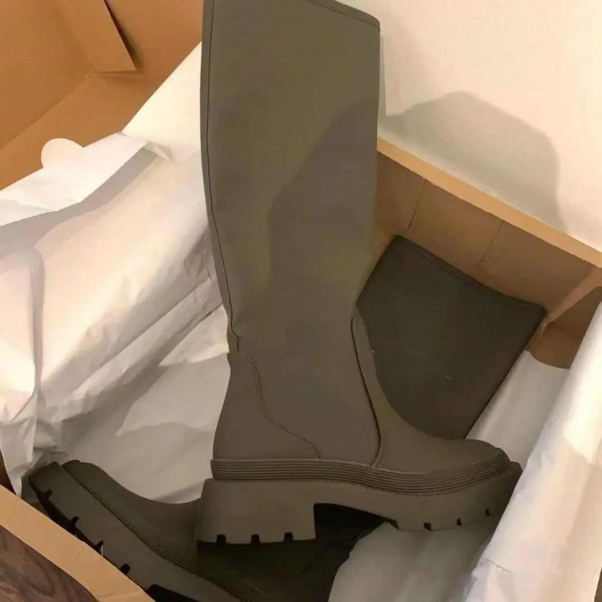 Stivali alti da donna Scarpe con plateau con tacco quadrato Stivali Chelsea Scarpe da donna Stivali neri verdi da donna Stivali