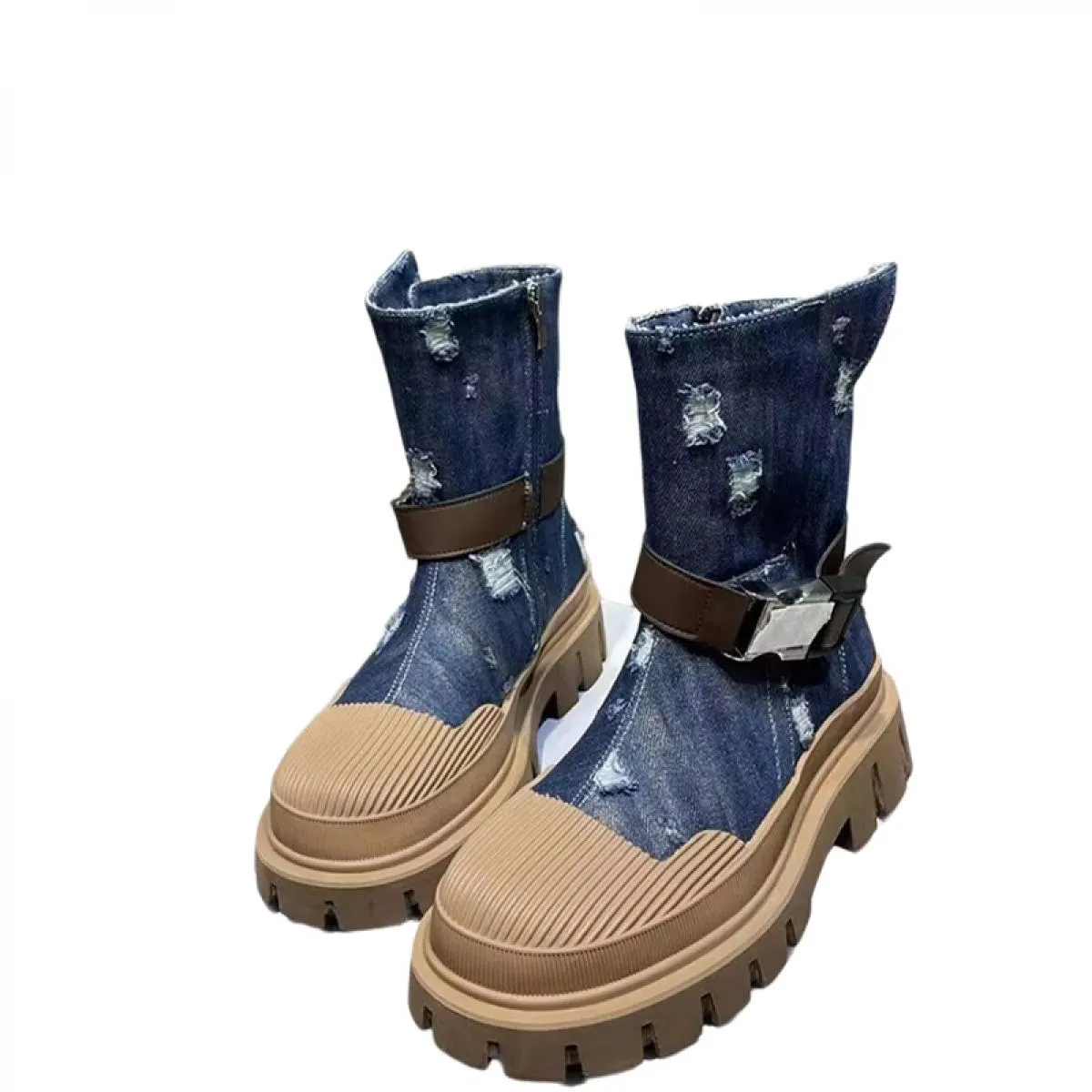 Stivali Chelsea alla caviglia con plateau da donna Scarpe invernali con tacco medio Nuova tendenza 2023 Stivali da moto moda Got