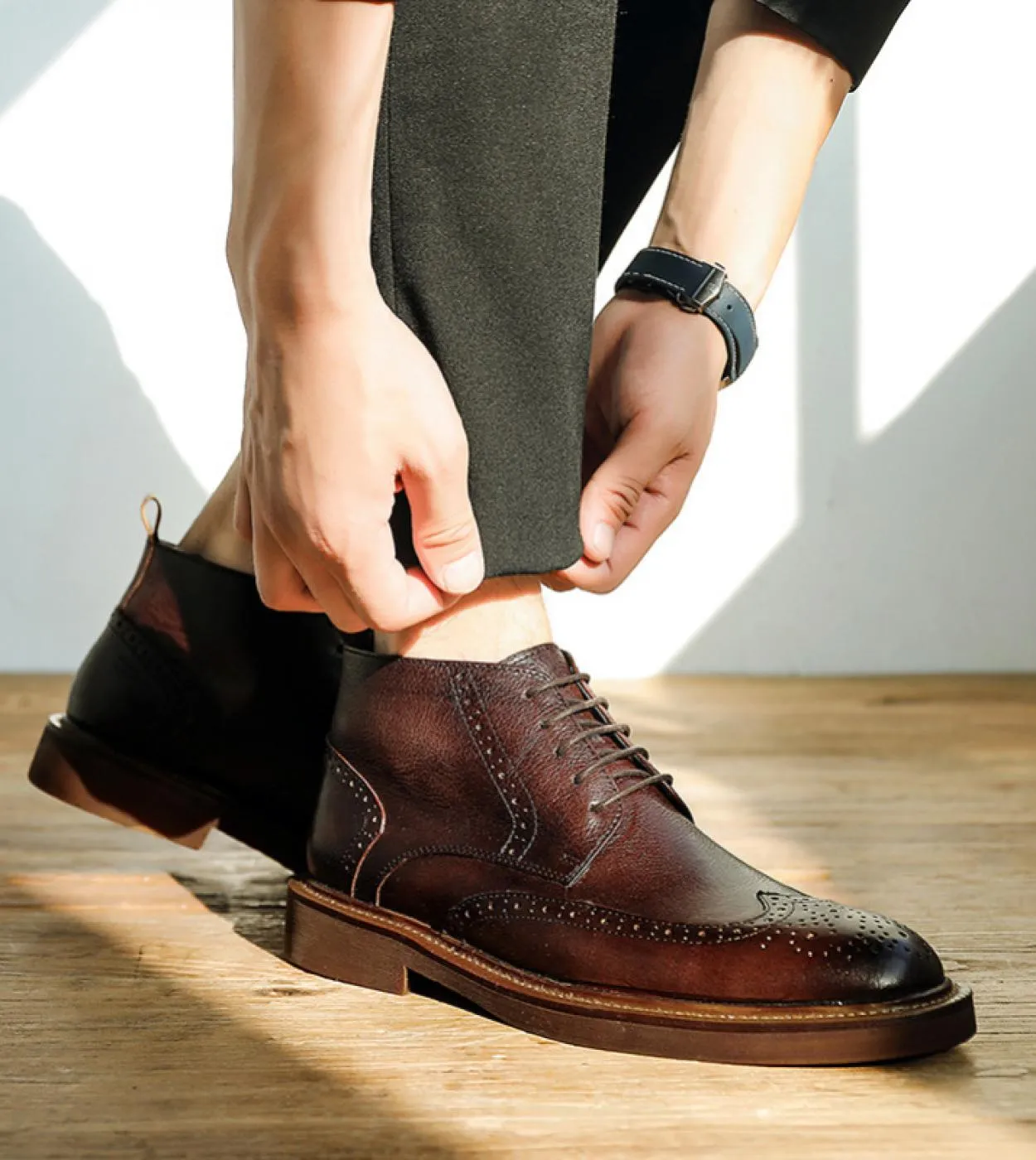 Stivali Chelsea in vera pelle Scarpe invernali da uomo di lusso da uomo Stivali in pizzo da uomo Stivali da uomo