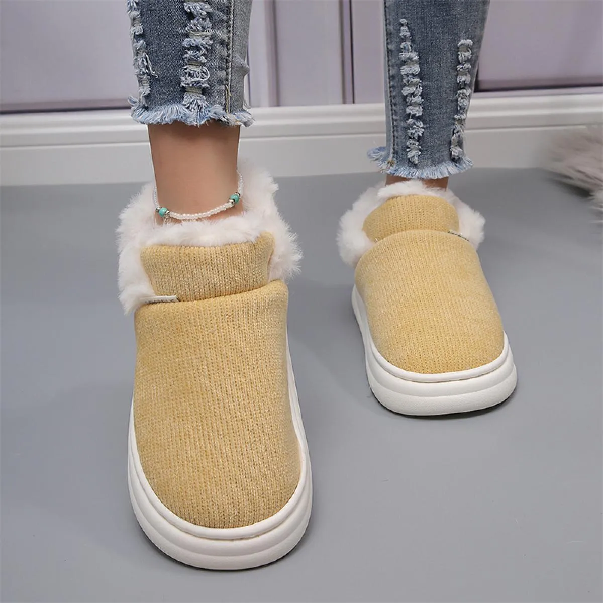 Stivali Chelsea invernali di nuova tendenza Scarpe da donna in cotone con plateau Causale caldo alla caviglia 2023 Stivali da ne