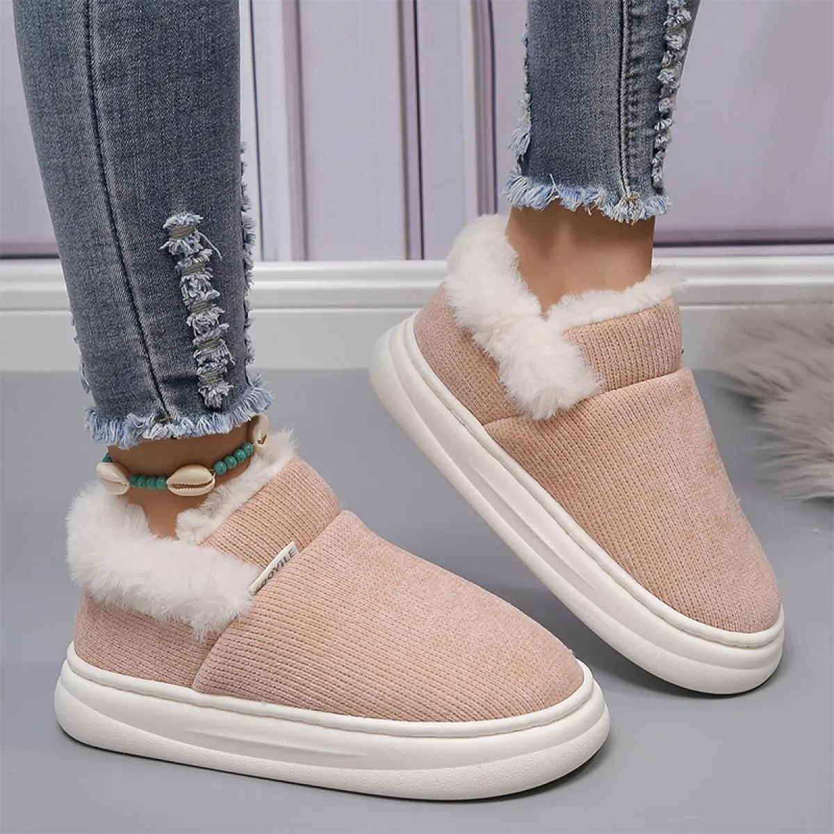 Stivali Chelsea invernali di nuova tendenza Scarpe da donna in cotone con plateau Causale caldo alla caviglia 2023 Stivali da ne