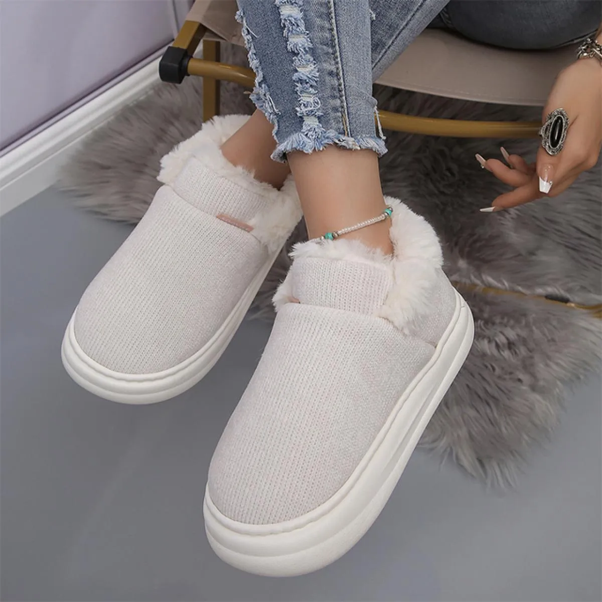 Stivali Chelsea invernali di nuova tendenza Scarpe da donna in cotone con plateau Causale caldo alla caviglia 2023 Stivali da ne
