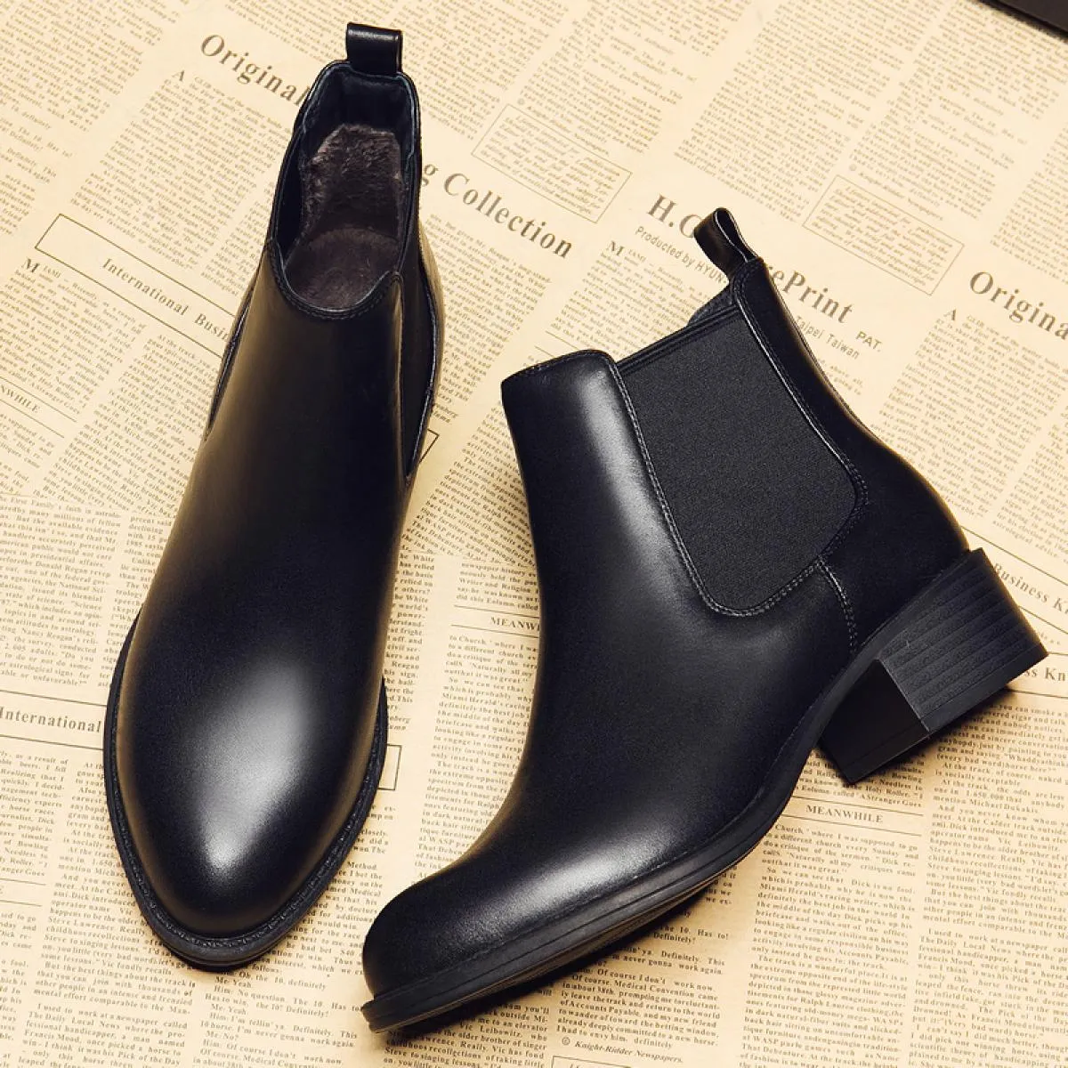 Stivali Chelsea neri da donna Scarpe autunno inverno Botines da donna in vera pelle Mujer Chaussure Femme Botas Botas alla cavig