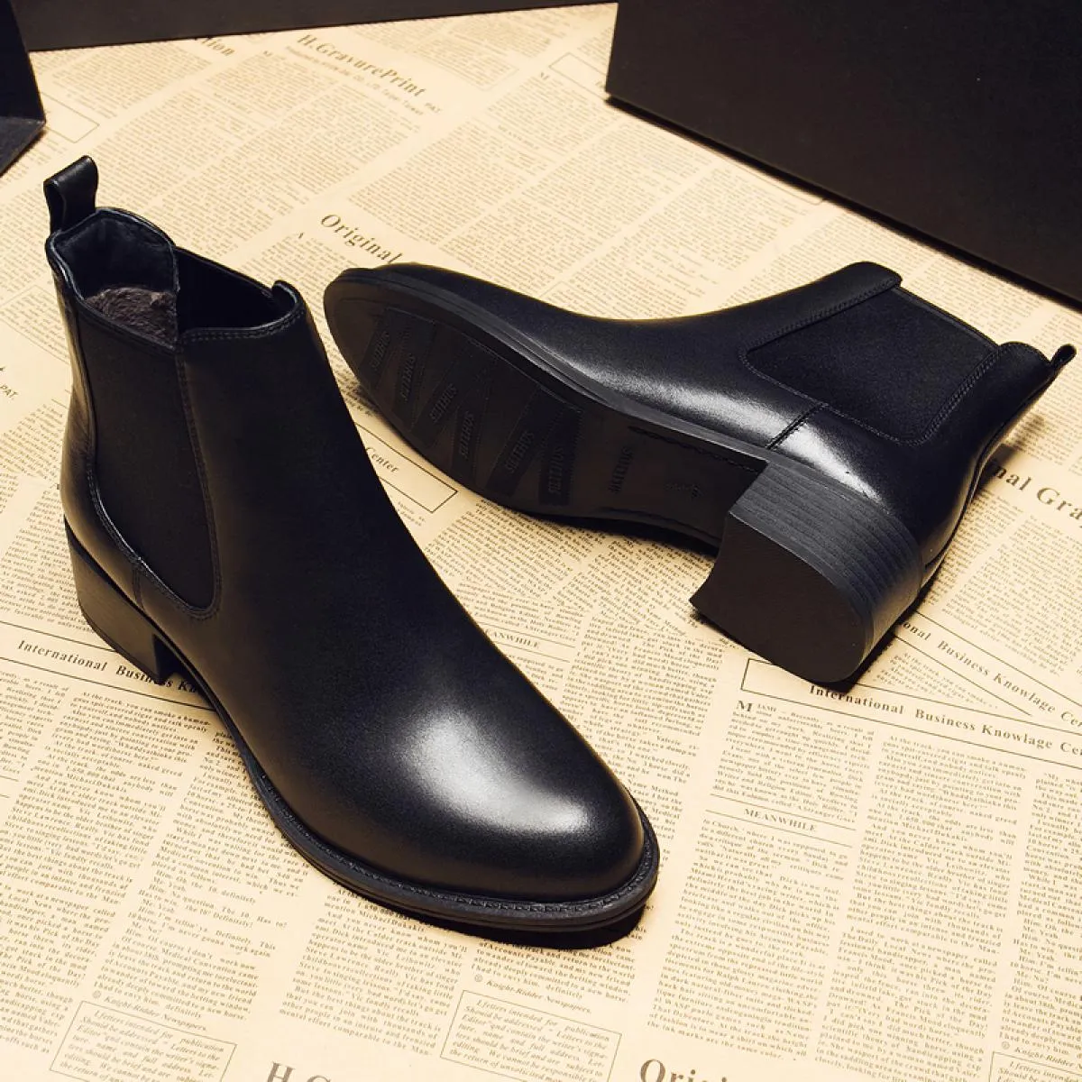 Stivali Chelsea neri da donna Scarpe autunno inverno Botines da donna in vera pelle Mujer Chaussure Femme Botas Botas alla cavig