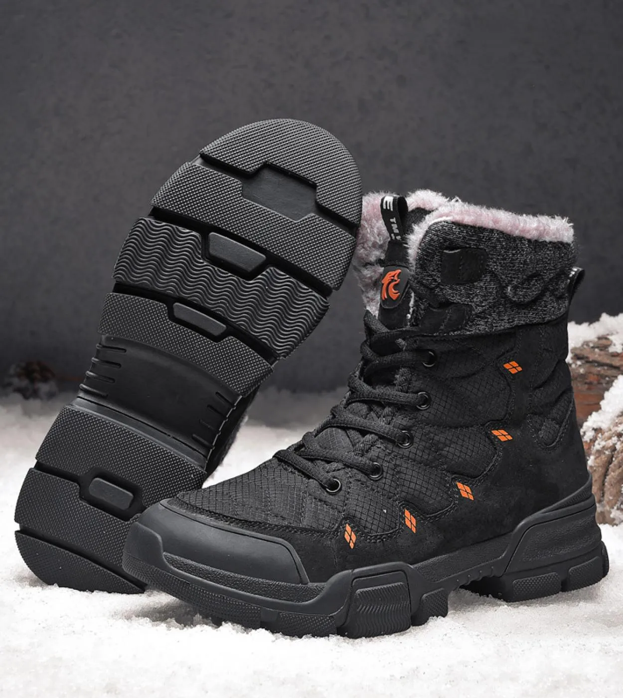 Stivali da neve in peluche invernali da uomo nuovi Scarpe da neve calde per uomo Stivali invernali da esterno fatti a mano in ve