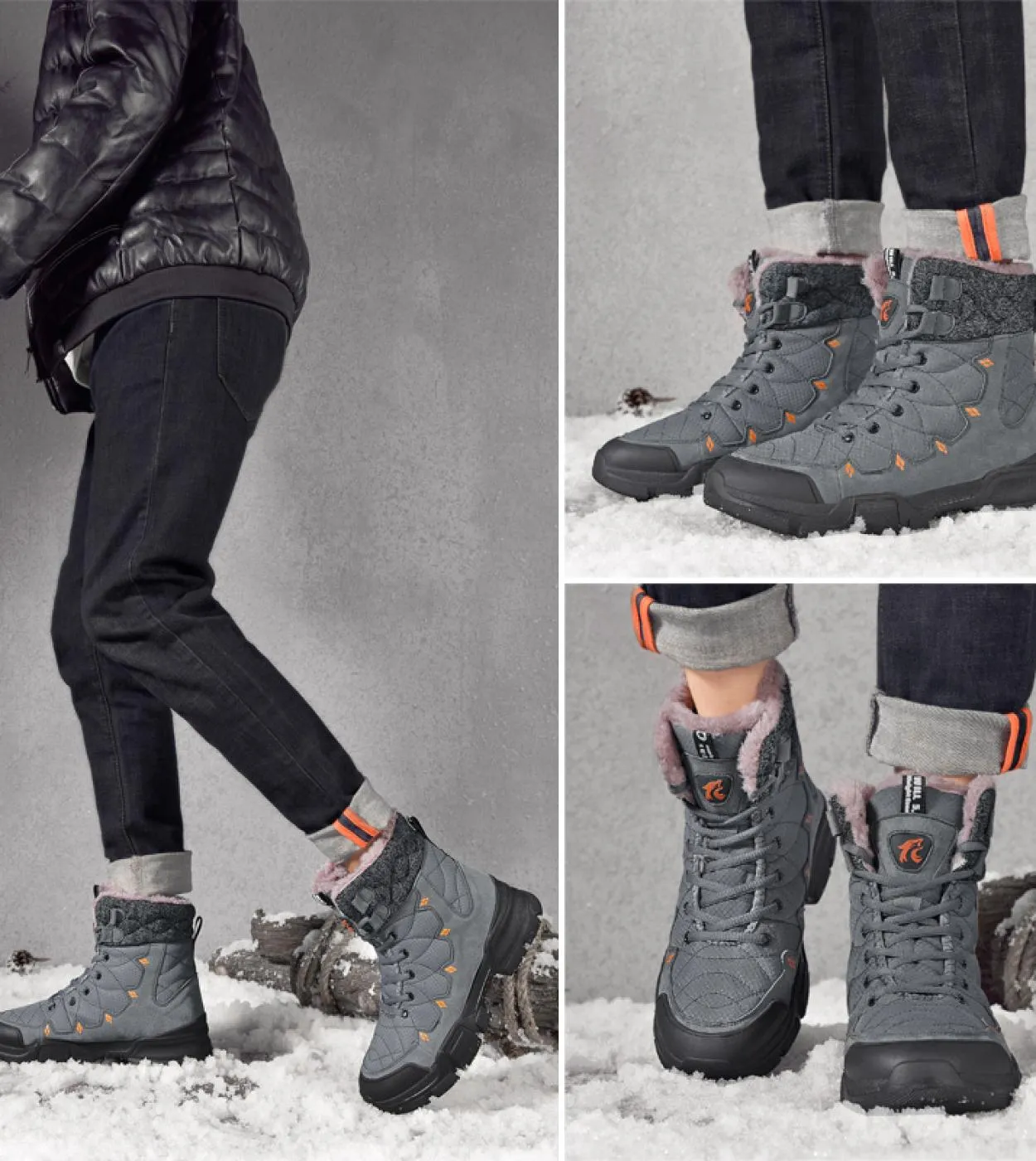 Stivali da neve in peluche invernali da uomo nuovi Scarpe da neve calde per uomo Stivali invernali da esterno fatti a mano in ve