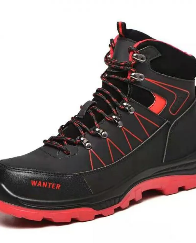 Stivali da neve invernali da uomo di marca Scarpe da ginnastica in pelle impermeabili Stivali da uomo super caldi Stivali da tre