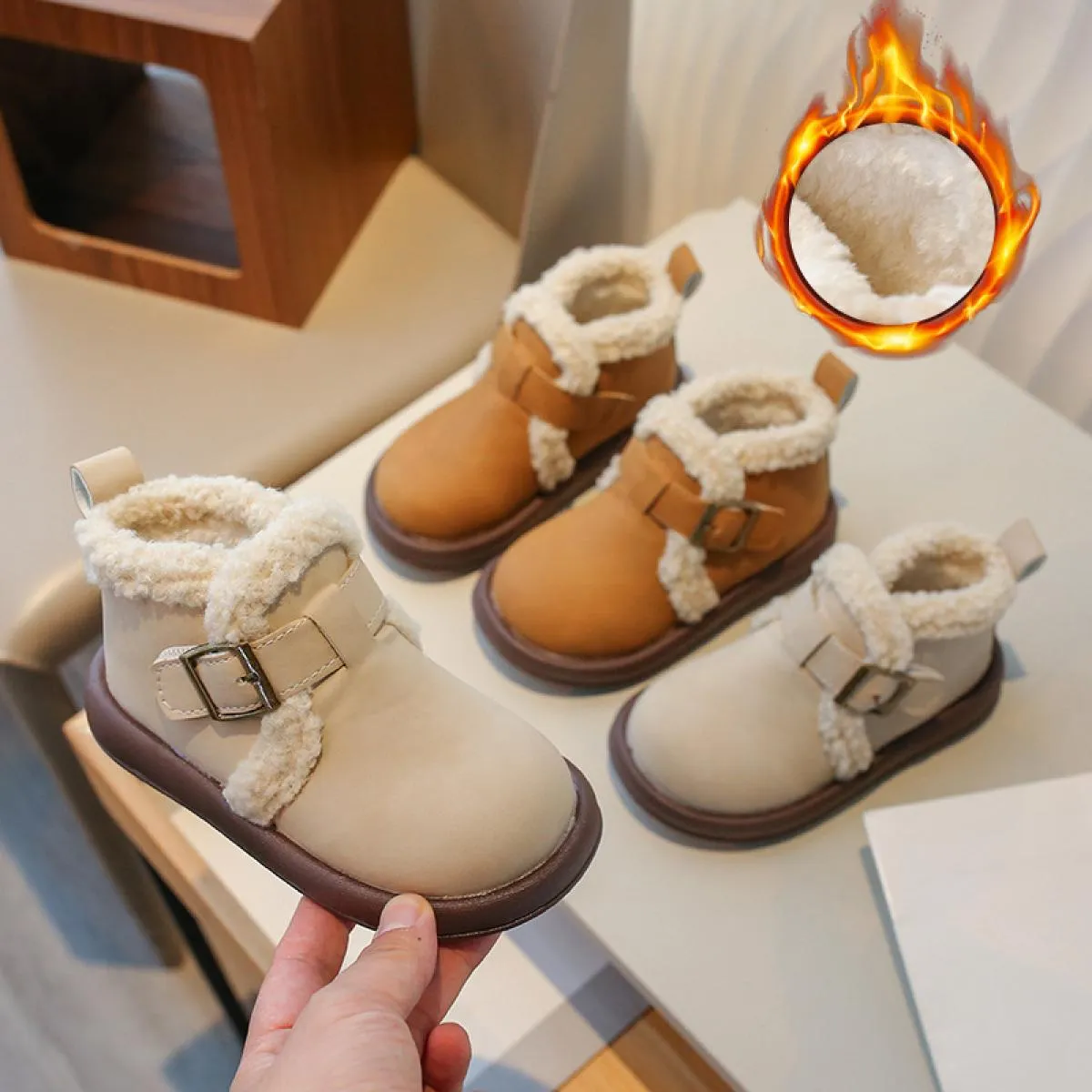 Stivali da neve per bambini con suola spessa Stivali da neve per bambini alla moda Designer più alla moda Stivali corti per bamb