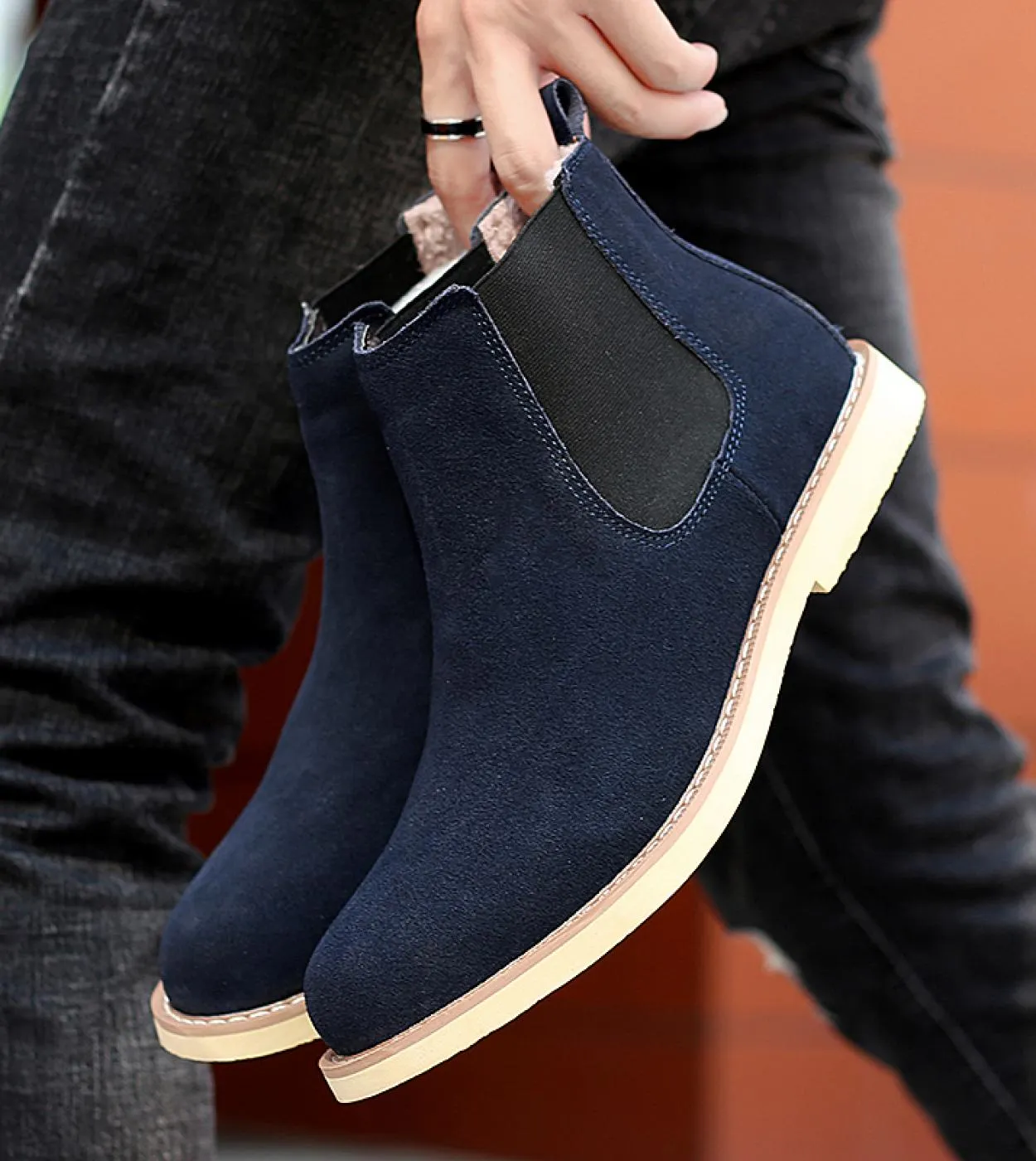 Stivali da uomo Luxury Spring  winter Elegant Chelsea Boots Uomo in pelle scamosciata di mucca Scarpe casual per amanti Plus Si
