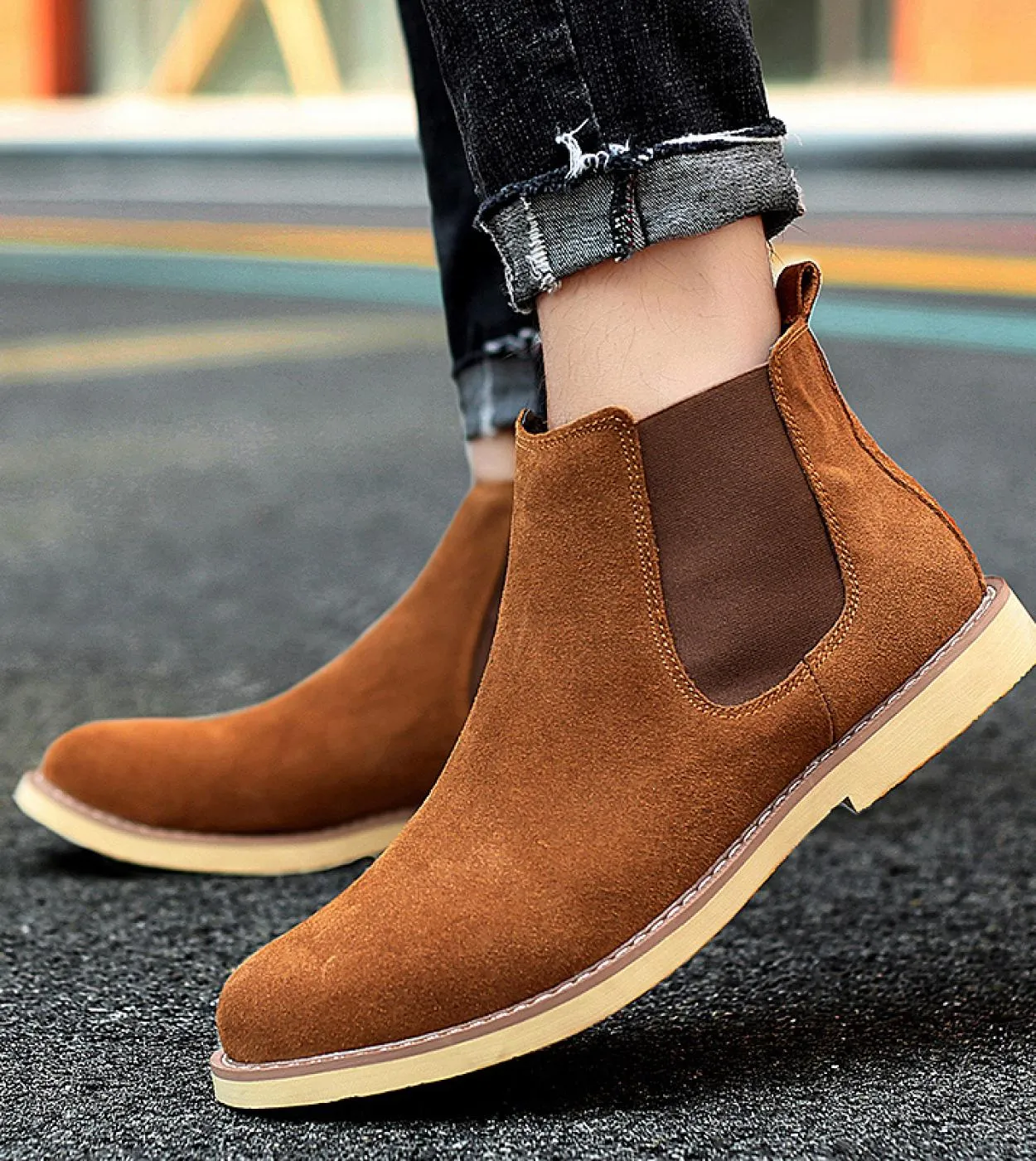 Stivali da uomo Luxury Spring  winter Elegant Chelsea Boots Uomo in pelle scamosciata di mucca Scarpe casual per amanti Plus Si