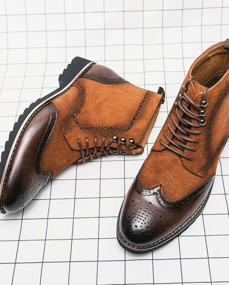 Stivali da uomo retrò di lusso Stivaletti piatti Stivali da neve in pile autunno e inverno da uomo Scarpe casual da uomo di moda