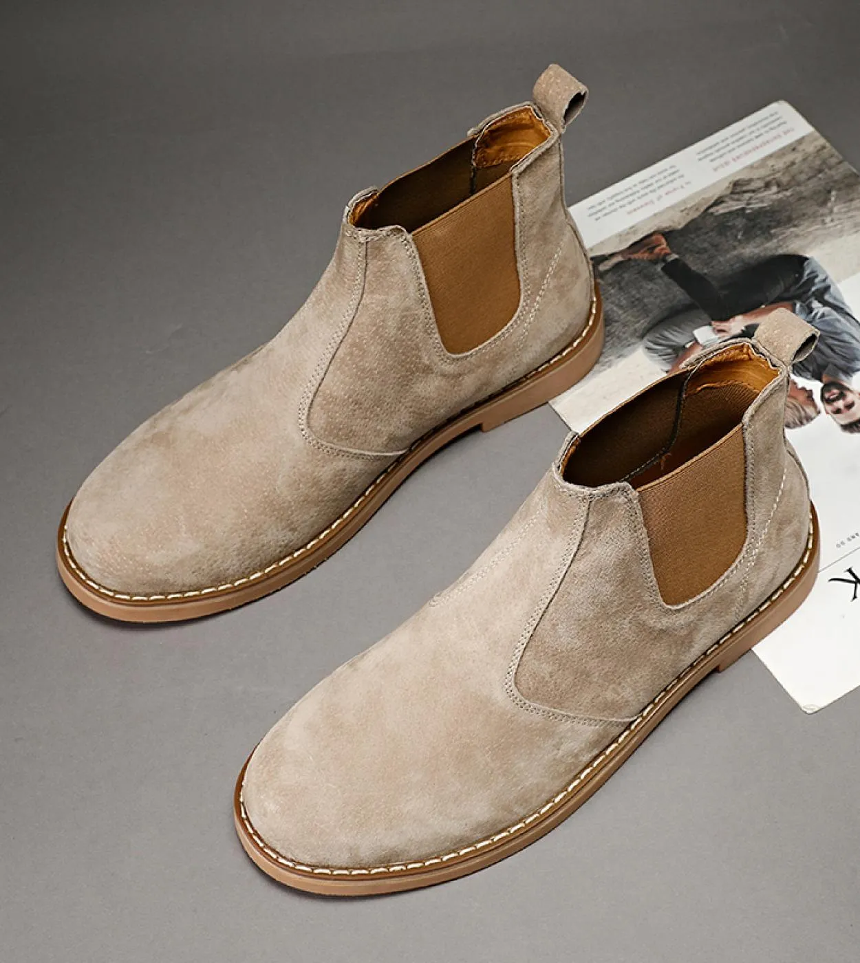 Stivali da uomo Scarpe in pelle scamosciata Scarpe da neve invernali Stivali da neve Scalda il vestito da lavoro alla caviglia d