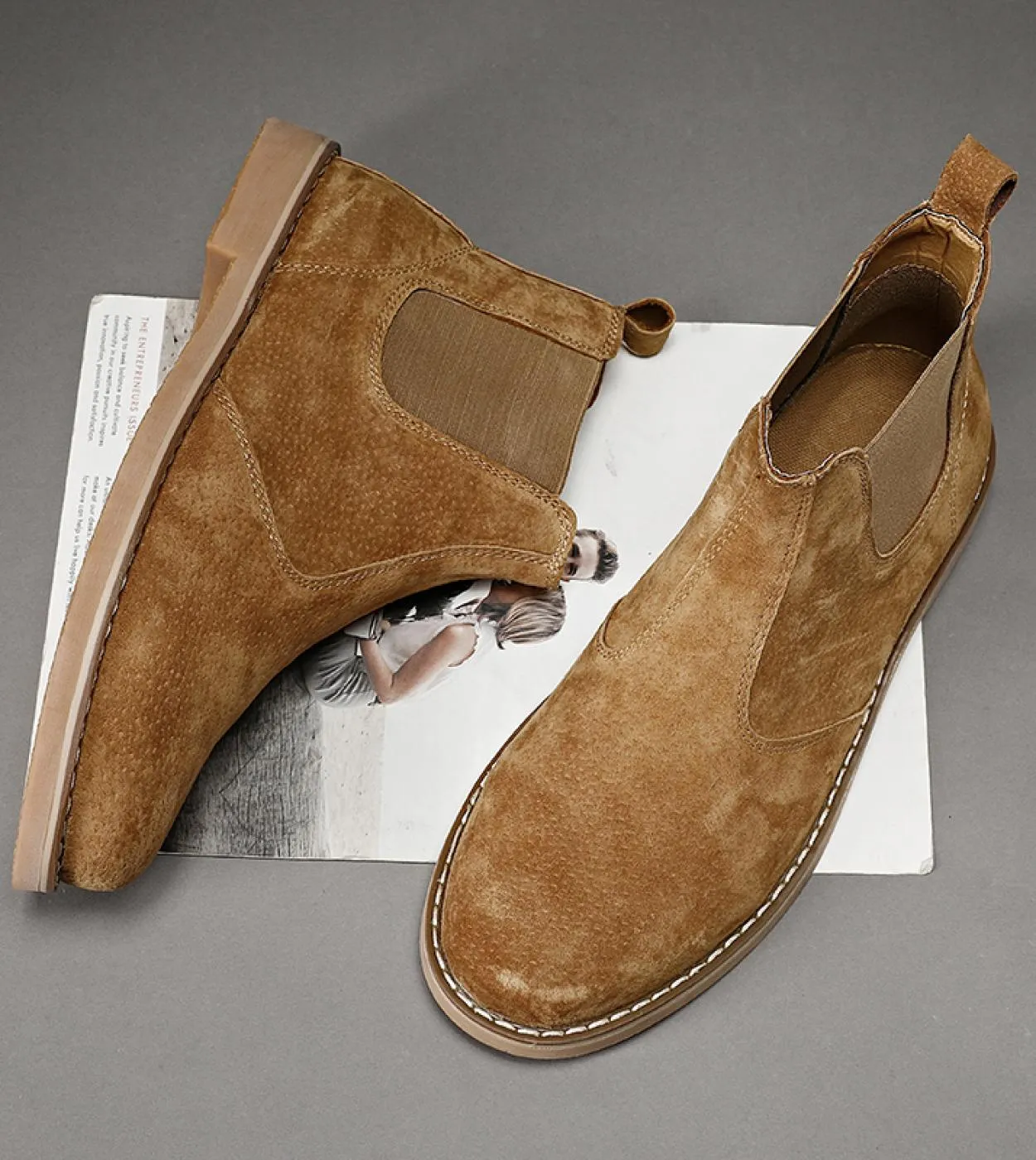 Stivali da uomo Scarpe in pelle scamosciata Scarpe da neve invernali Stivali da neve Scalda il vestito da lavoro alla caviglia d