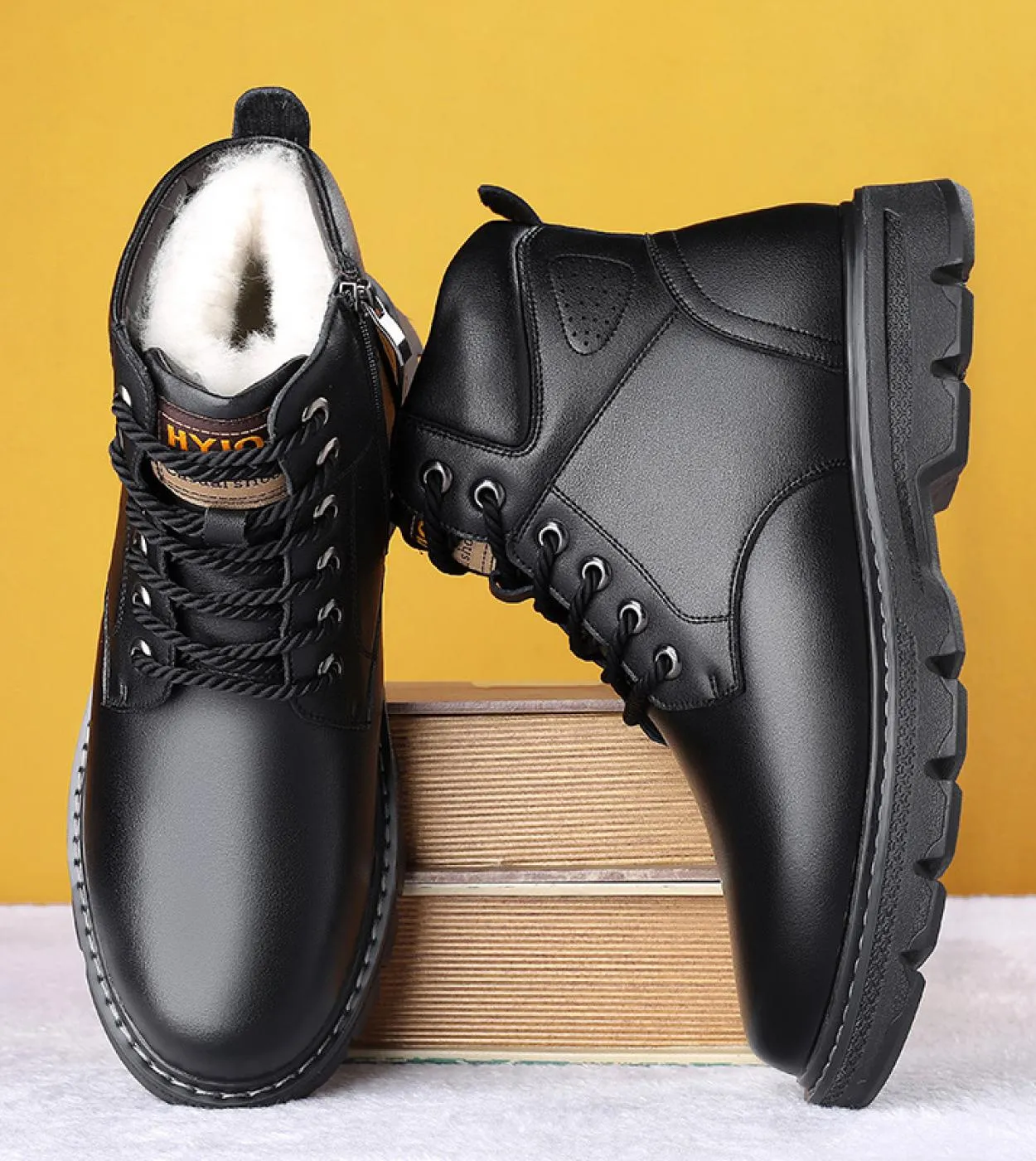 Stivali da uomo Scarpe invernali moda Uomo impermeabile Stivali da neve caldi Stivali alti da uomo in pelliccia Stivali casual d