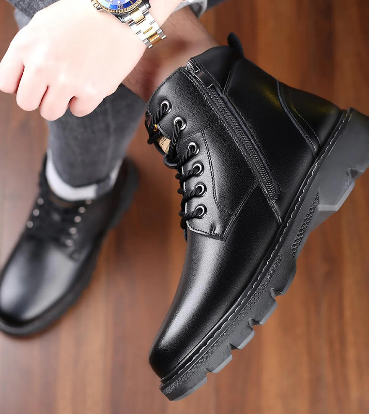Stivali da uomo Scarpe invernali moda Uomo impermeabile Stivali da neve caldi Stivali alti da uomo in pelliccia Stivali casual d
