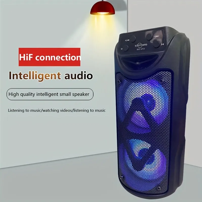 Super Large Sound, Dual 4-inch, BT Speaker, Altoparlante Esterno, Luce LED, Scheda Plug-in, USB, Connessione Microfono, Grande A