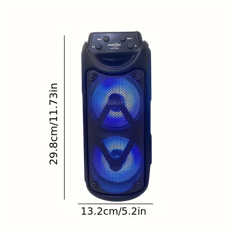Super Large Sound, Dual 4-inch, BT Speaker, Altoparlante Esterno, Luce LED, Scheda Plug-in, USB, Connessione Microfono, Grande A