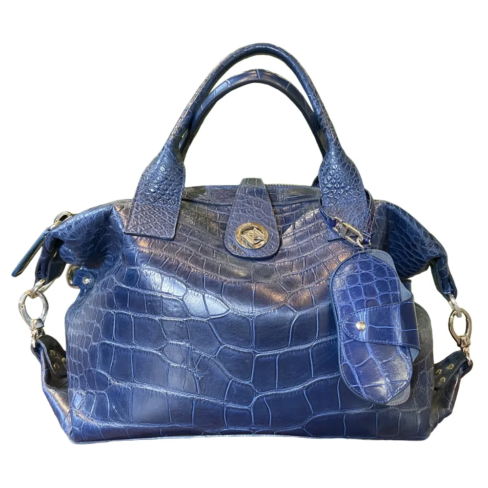 Suèi - Borsa in Pelle di Coccodrillo - Blu - Handmade in Italy - Luxury Exclusive Collection
