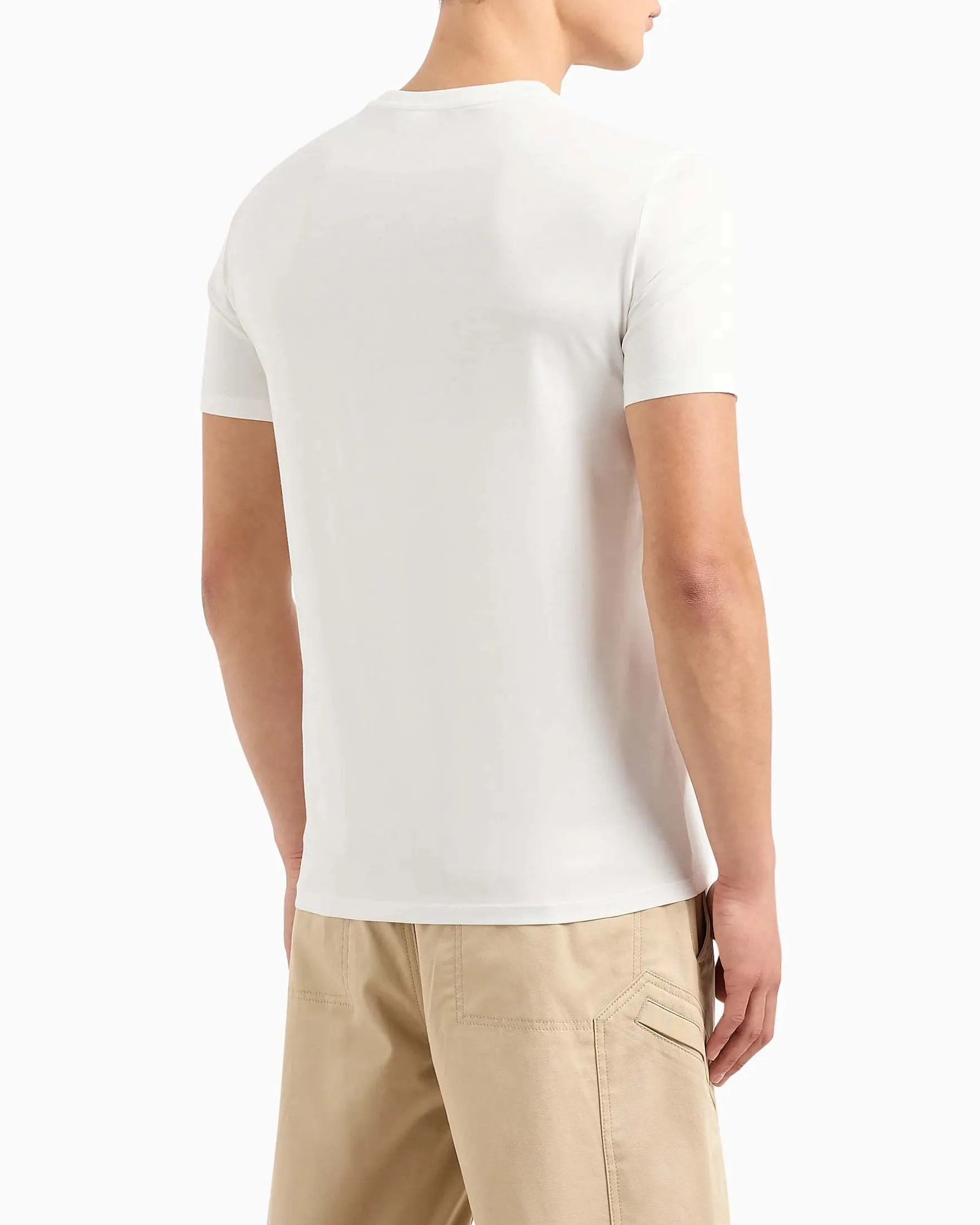 T-shirt bianca in puro cotone con stampa box logo nera a contrasto centrale sul petto