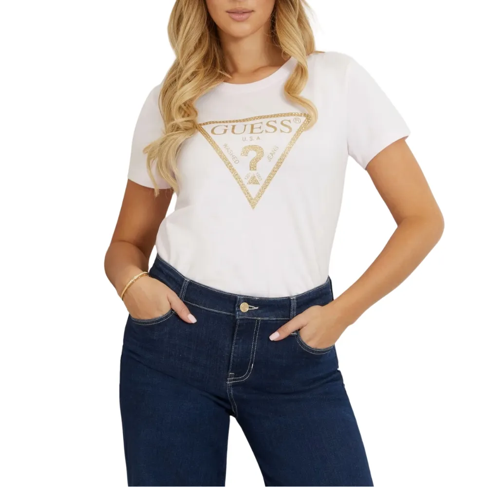 T-shirt Guess stretch logo triangolo