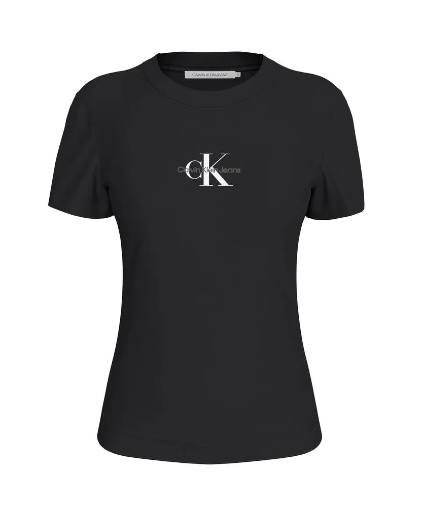 T-Shirt Monologo Slim Donna Nera