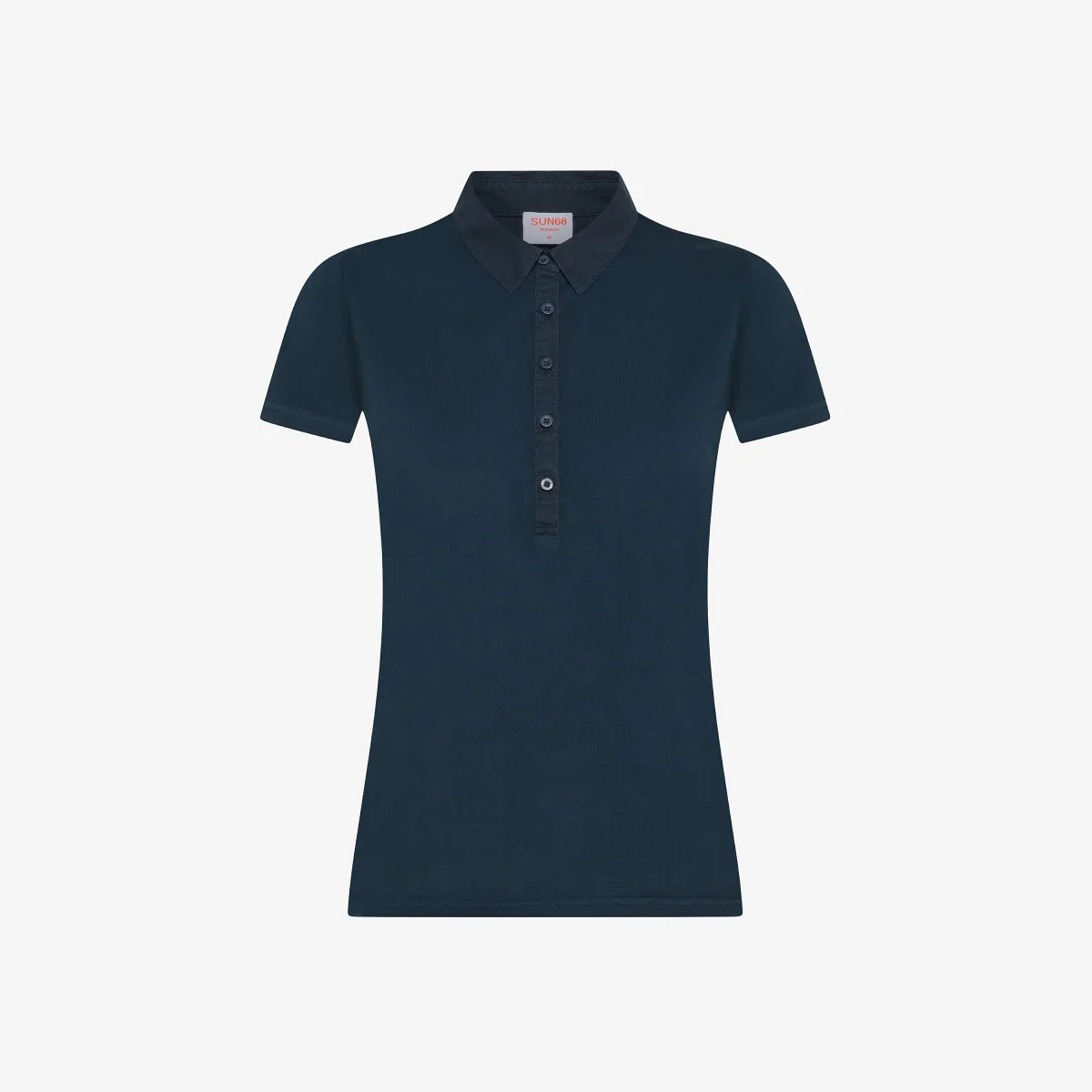 T-SHIRT POLO MIXED FABRIC NAVY BLUE