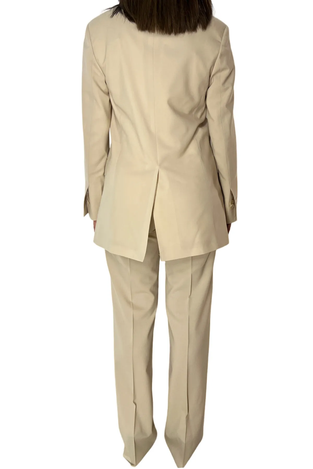 Tailleur donna Beige oversize in tessuto Holland & Sherry 98 % Lana Super 100’s 2% Lycra