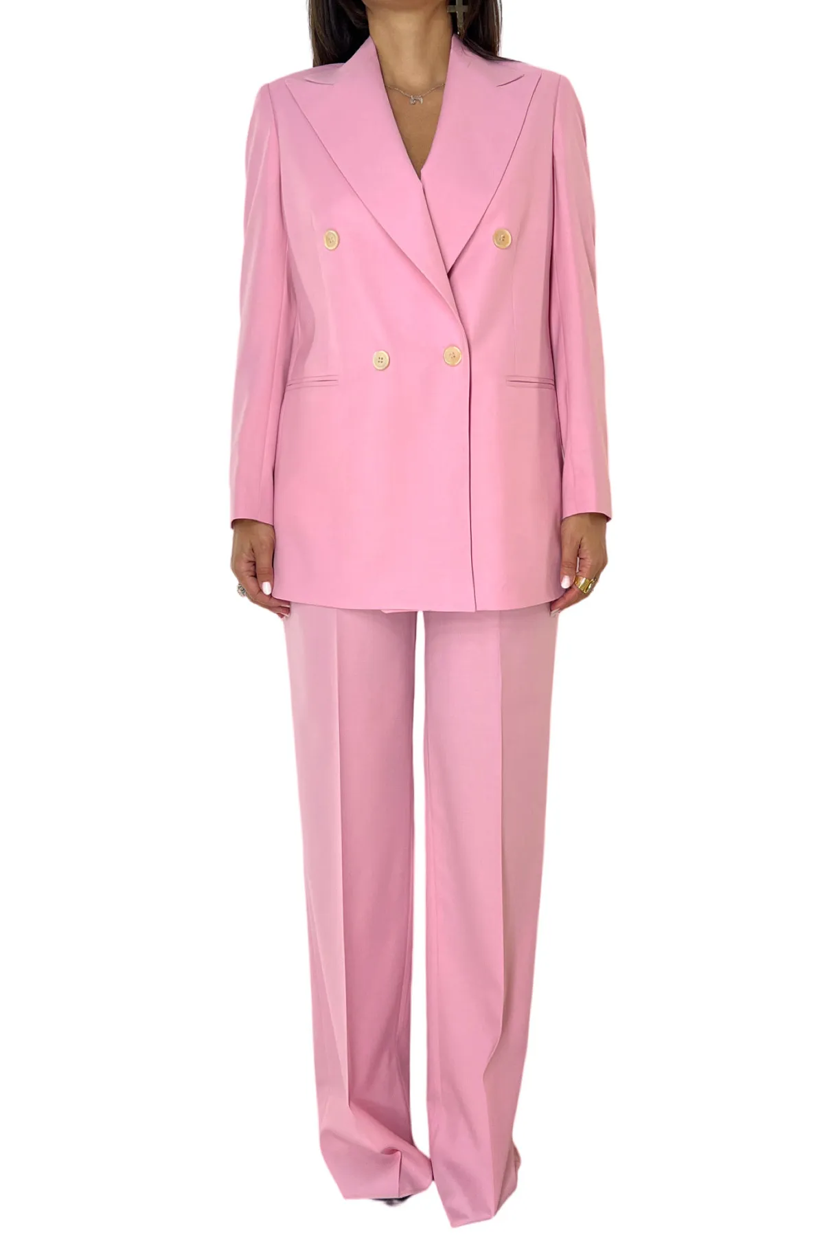 Tailleur donna doppiopetto 60% Lana Super120’s 40% poliestere Holland & Sherry Rosa
