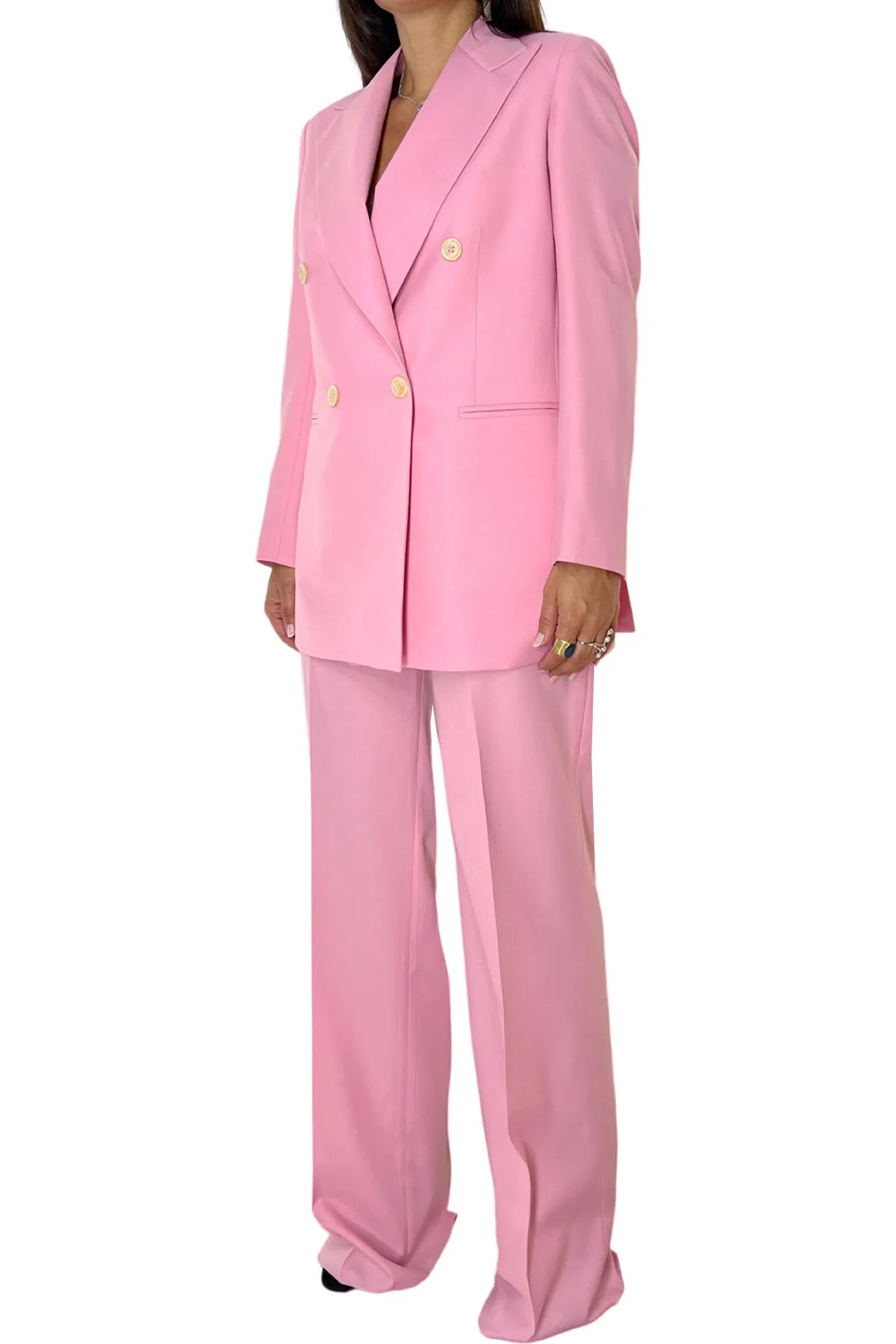Tailleur donna doppiopetto 60% Lana Super120’s 40% poliestere Holland & Sherry Rosa