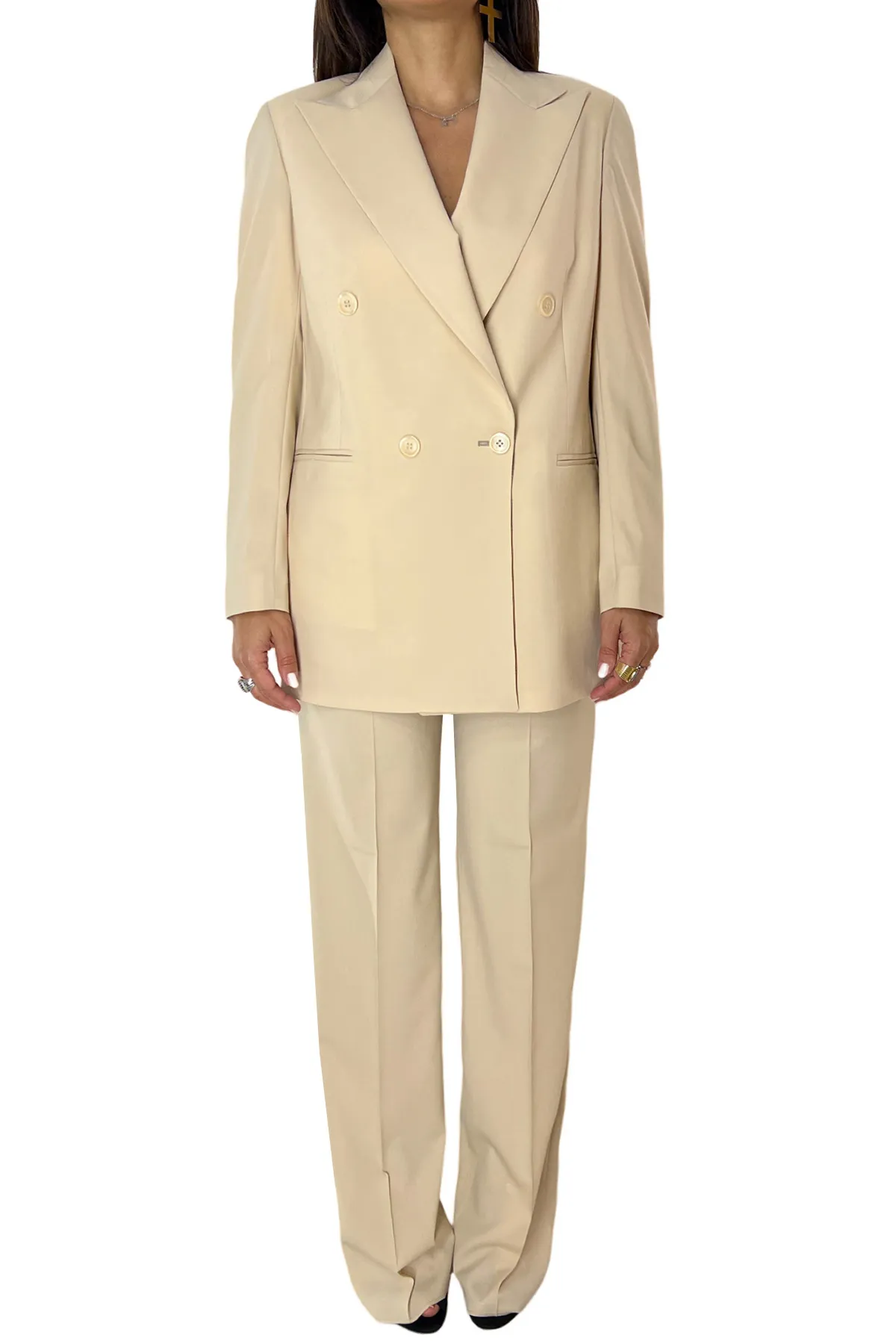 Tailleur donna doppiopetto 98% Lana Super100’s 2% Lycra Holland & Sherry Beige