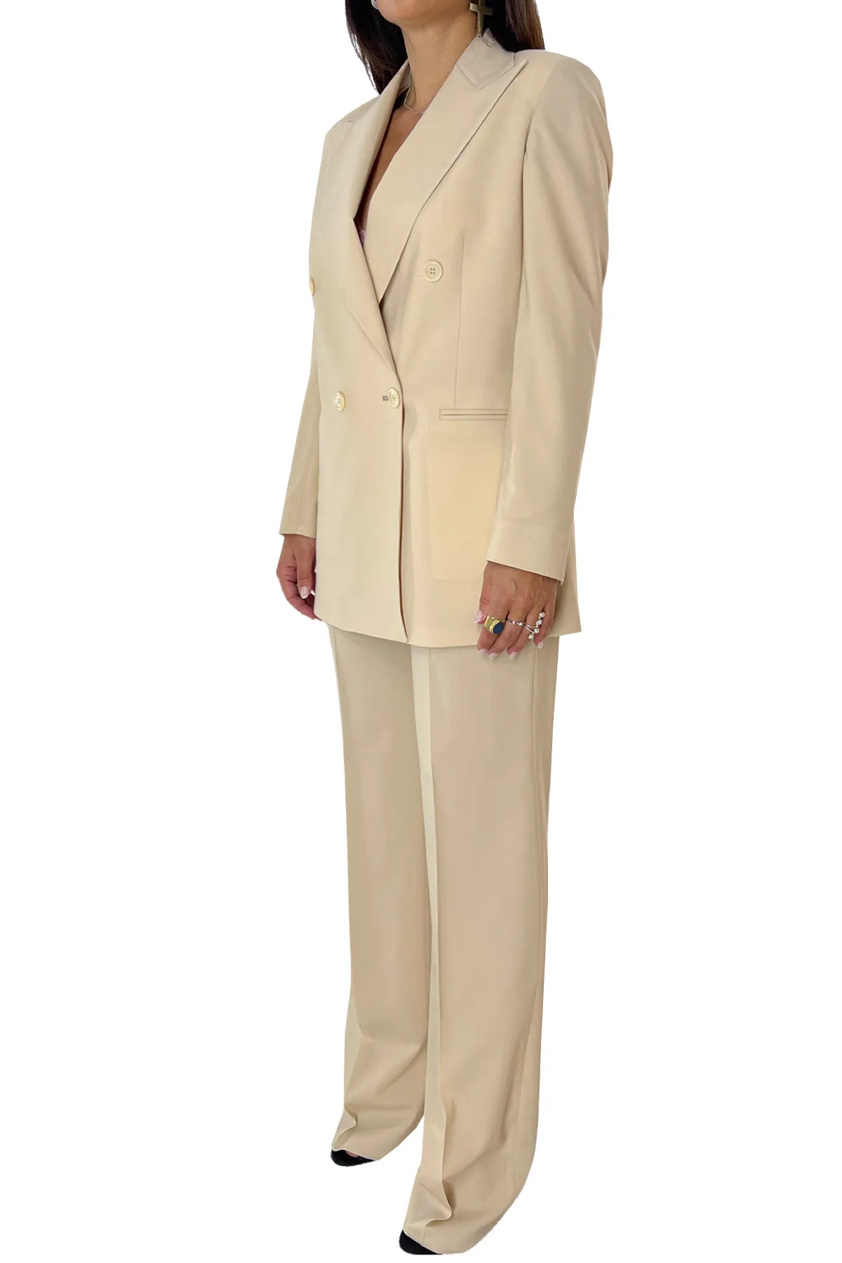 Tailleur donna doppiopetto 98% Lana Super100’s 2% Lycra Holland & Sherry Beige