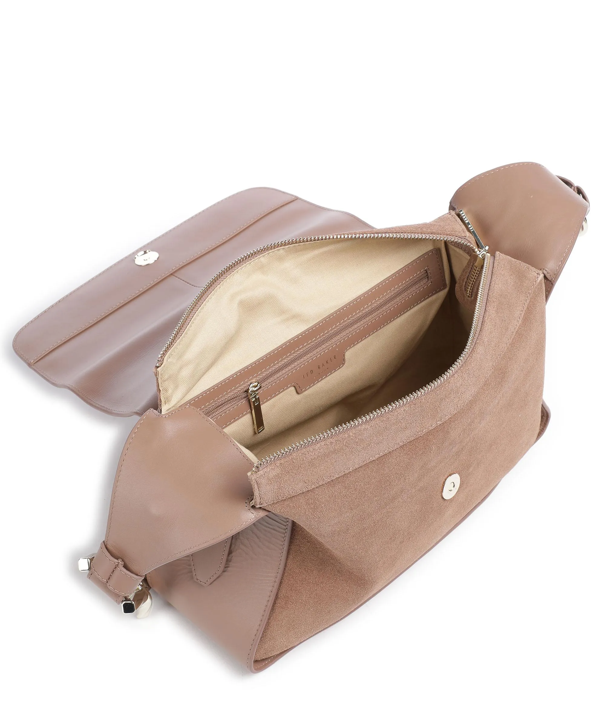  Ted Baker Cheriah Borsa hobo pelle bovina ruvida, pelle di vacchetta liscia marrone  