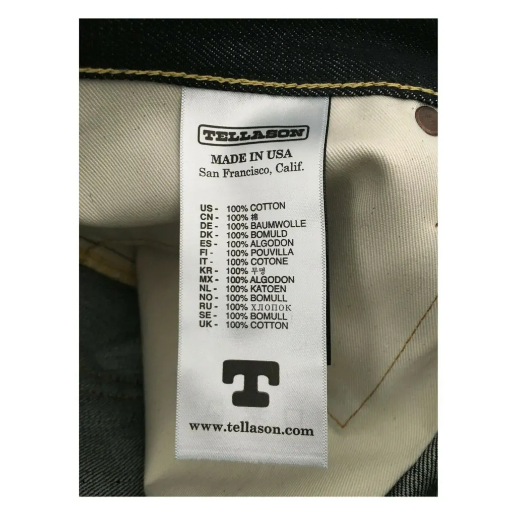 TELLASON jeans uomo mod T1977.03 JOHN GRAHAM MELLOR SLIM STRAIGHT 14.75 OZ - MADE IN USA