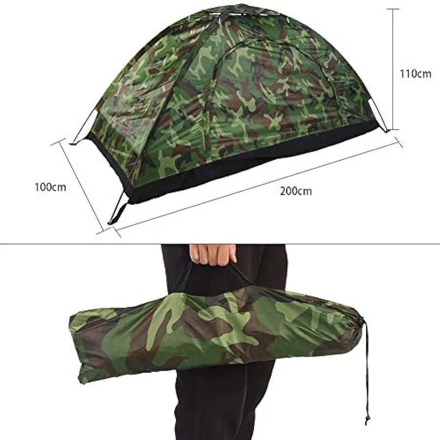 Tenda da campeggio, tenda mimetica impermeabile all’aperto, tenda portatile per una persona per l’escursionismo 201545242